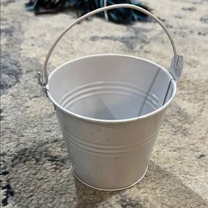 Wedding or other White Mini Metal Bucket with Handle - Set Of 6